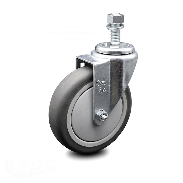 5 Inch Thermoplastic Rubber Wheel Swivel 12mm Threaded Stem Caster SCC